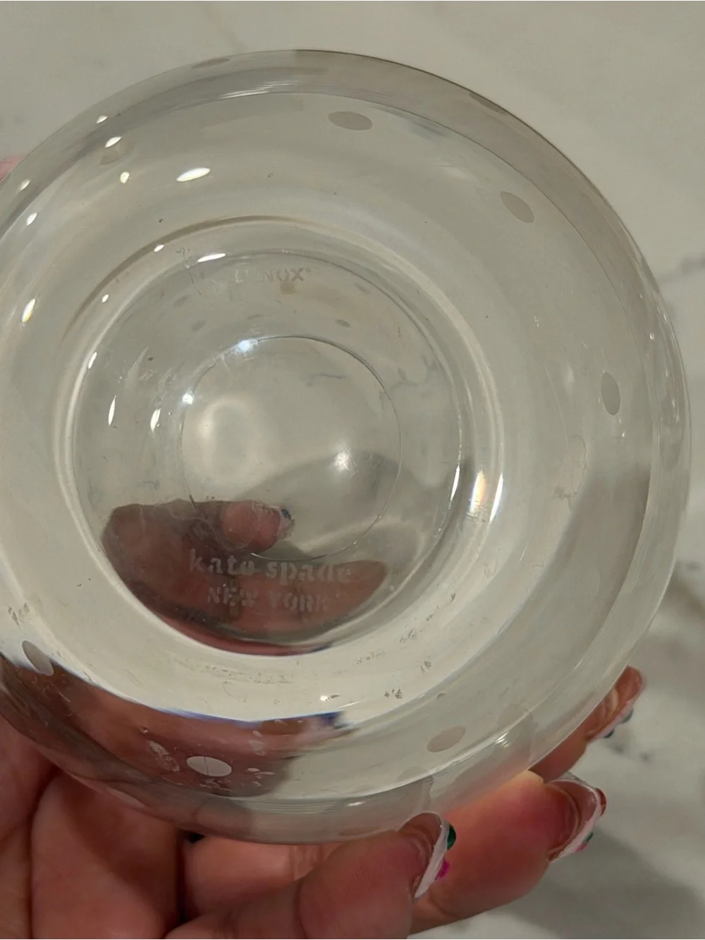 Kate spade Clear Polka Dot Stemless Wine Glasses - Set of 3 - Picture 3 of 3
